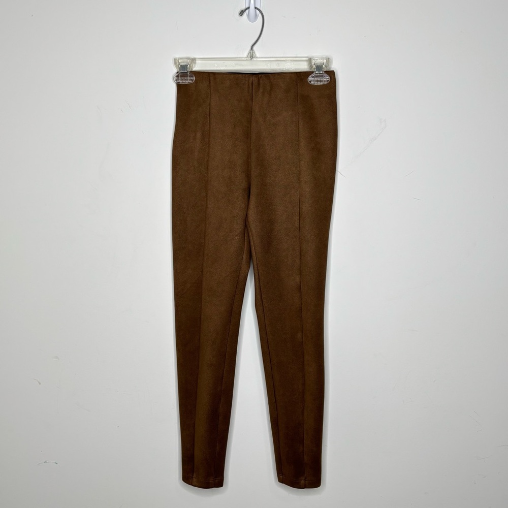 BN6 LOFT Brown Suede Dress Pants Skinny Leg High-Rise Business Pants Brown XSโ